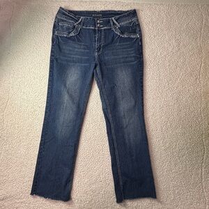 Jack David Women’s Jeans Size 16 Blue Straight Leg Contrast Stitch Embellished